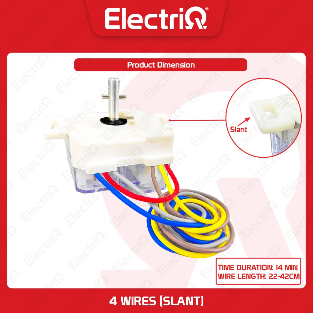 Electriq Universal Washing Machine Timer (Flat & Slant Mount, 3-4-5-6-7 Wire Type)