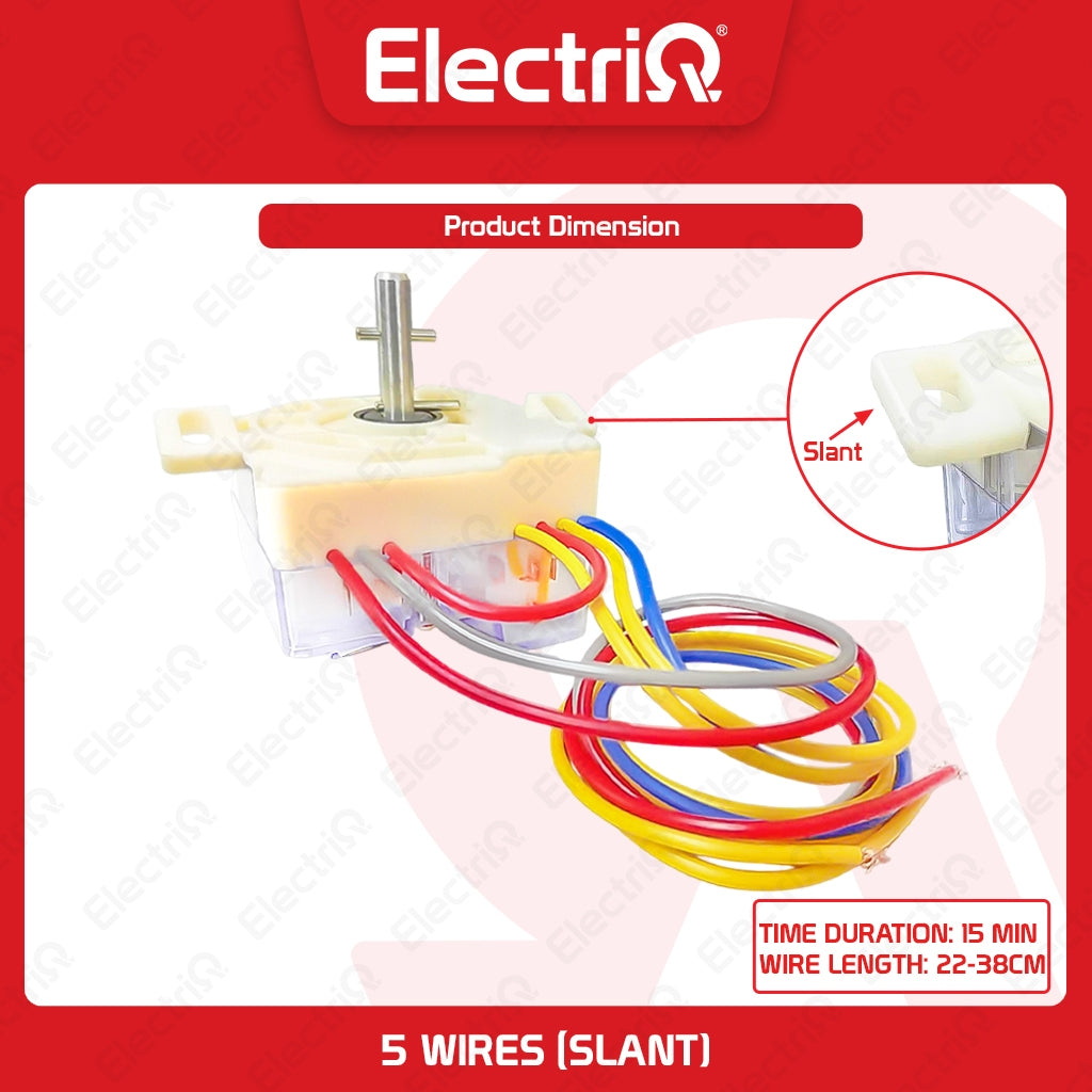 Electriq Universal Washing Machine Timer (Flat & Slant Mount, 3-4-5-6-7 Wire Type)