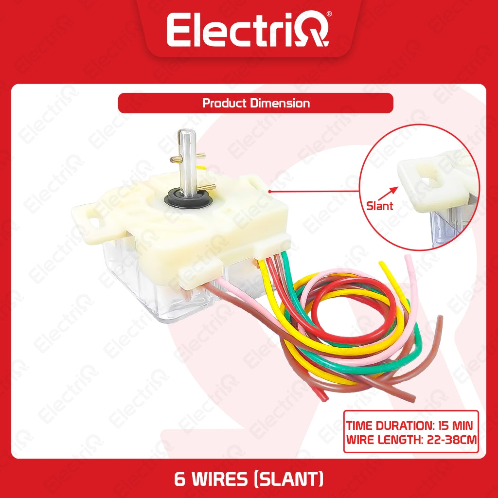 Electriq Universal Washing Machine Timer (Flat & Slant Mount, 3-4-5-6-7 Wire Type)