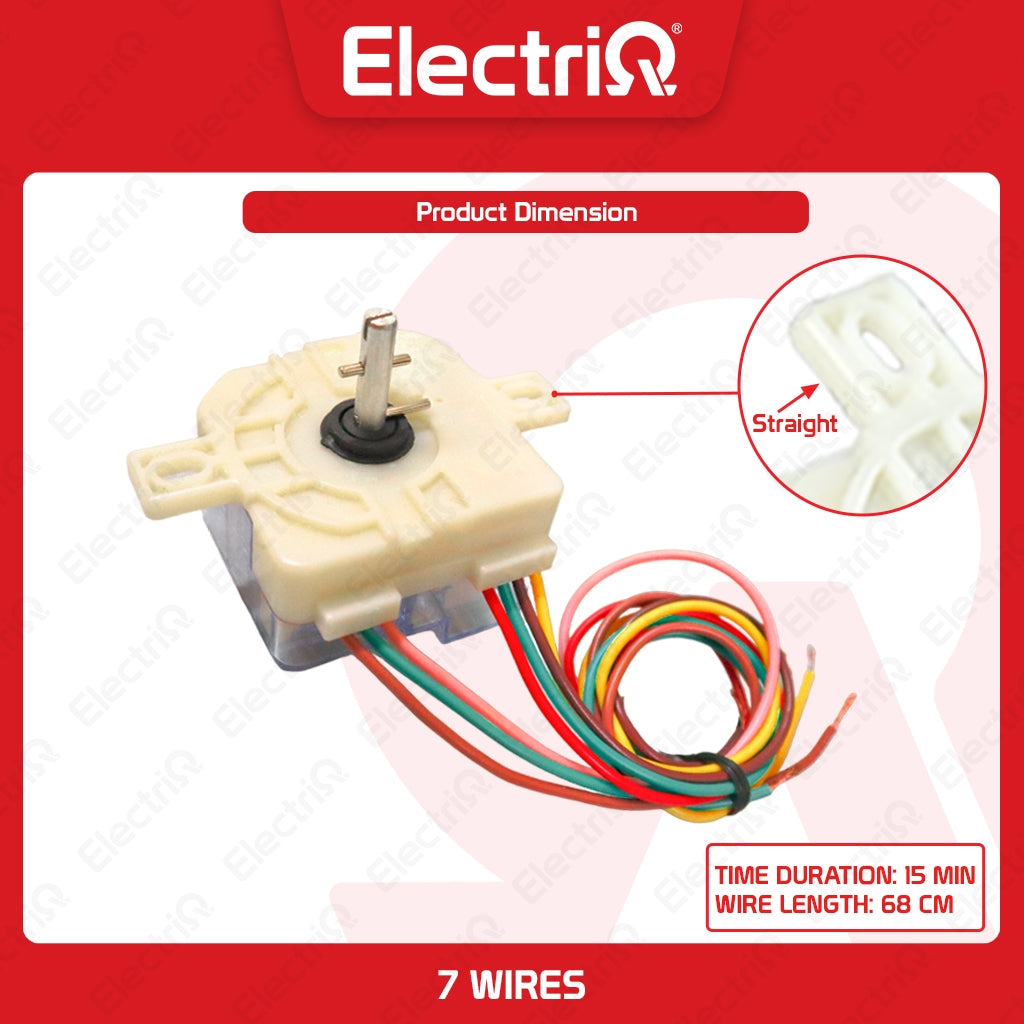 Electriq Universal Washing Machine Timer (Flat & Slant Mount, 3-4-5-6-7 Wire Type)