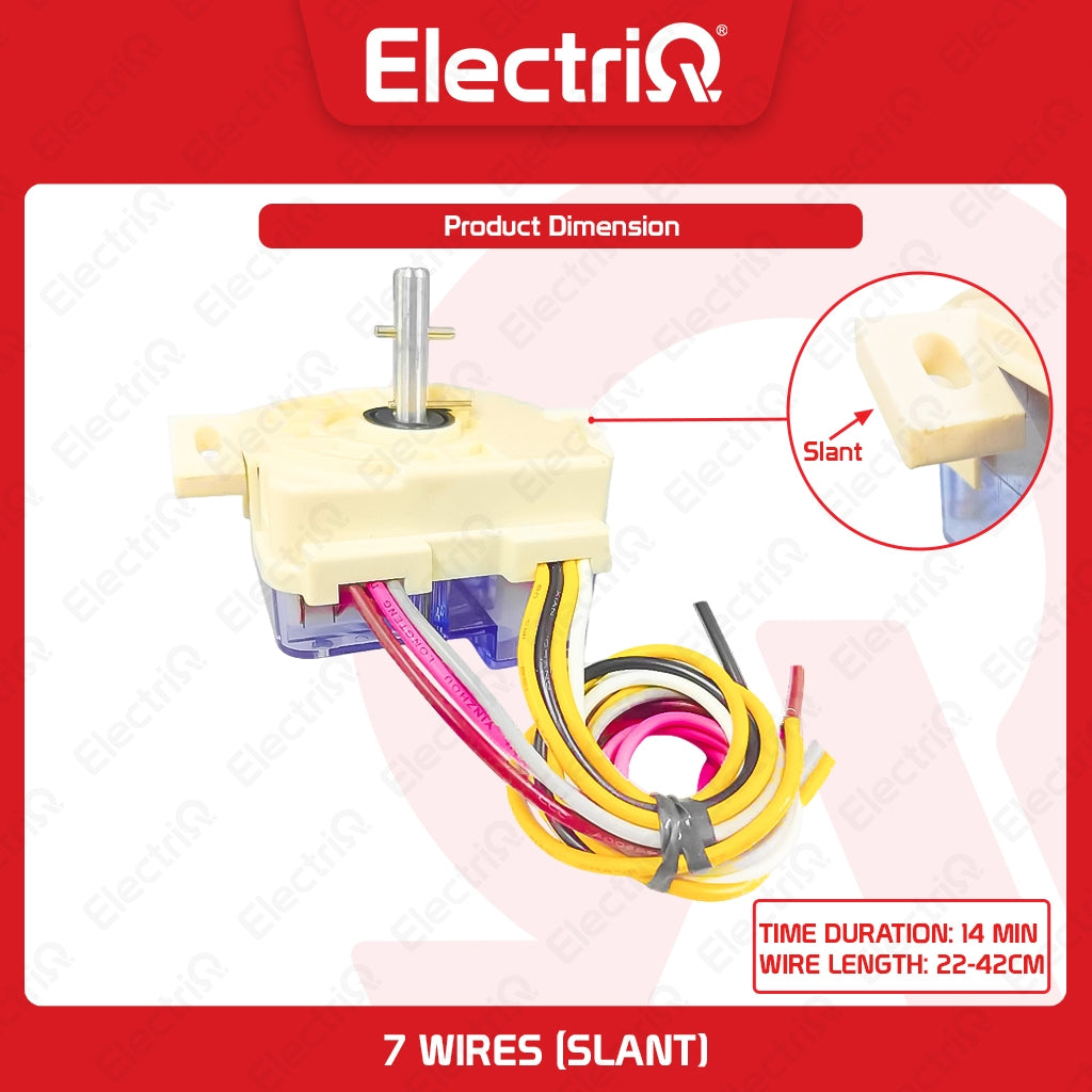Electriq Universal Washing Machine Timer (Flat & Slant Mount, 3-4-5-6-7 Wire Type)