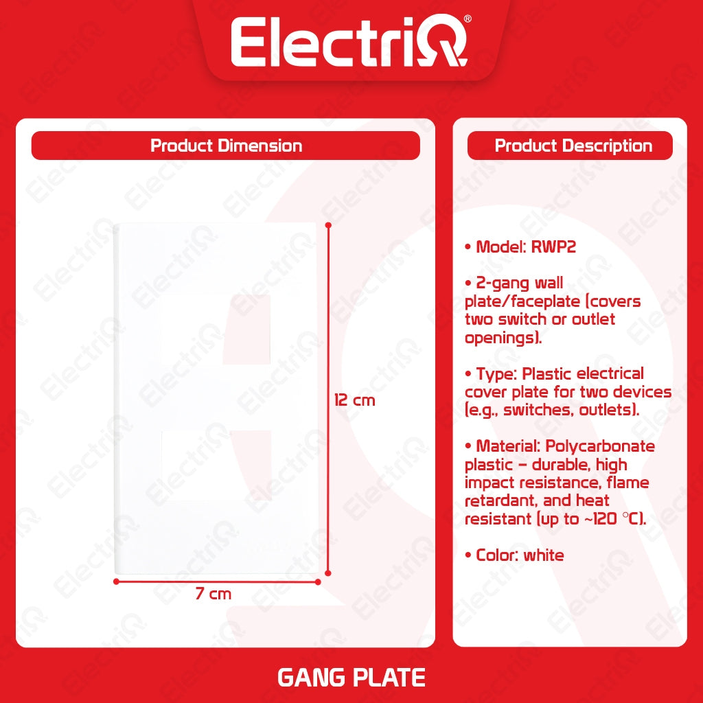 Electriq Royu Easy Installation Gang Plate 1/2/3 Gang or Blank Plate