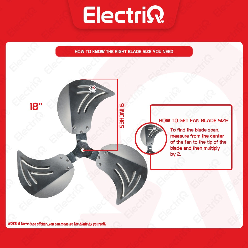Electriq 18” Industrial Metal Electric Fan Blade (8mm/10mm Hole) for Asahi, Hanabishi, Camel, Dowell