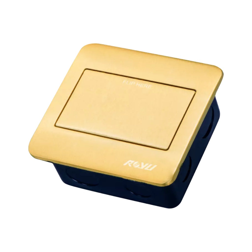 Electriq Royu Square Floor Receptacle with 2/3 Gang Duplex Universal Outlet 15A 250V Titanium/Bronze