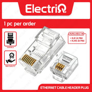 Electriq Crystal Plug Connector 8P8C / 6P4C RJ45 RJ11 Modular Ethernet Cable Header Plug