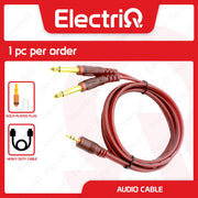 Electriq 1.5M 3.5mm to Dual 6.35mm Audio Cable Gold-Plated for Mixer Amplifier Speaker