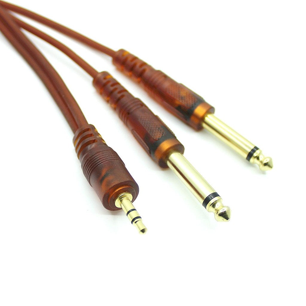 Electriq 1.5M 3.5mm to Dual 6.35mm Audio Cable Gold-Plated for Mixer Amplifier Speaker