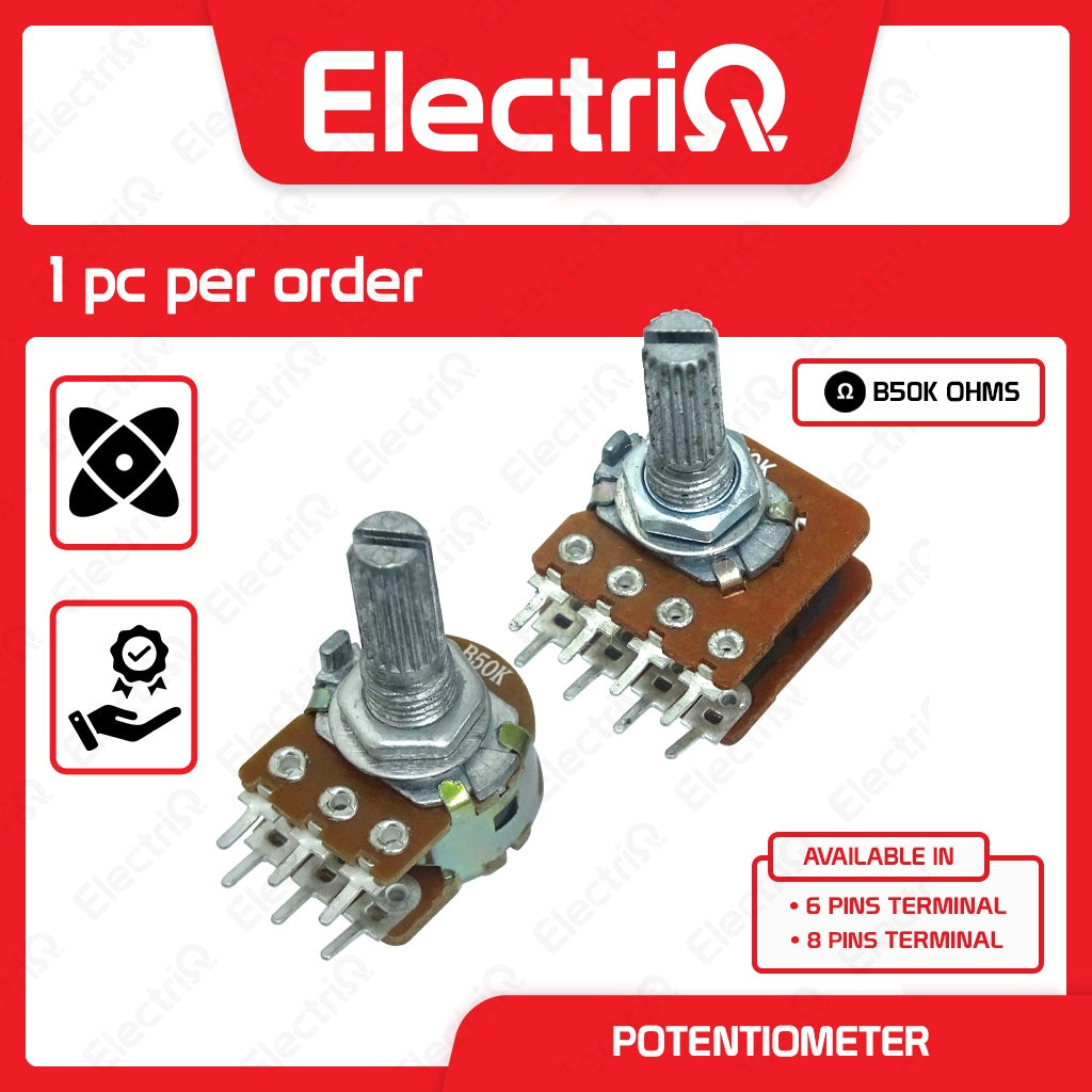 Electriq Potentiometer Mono 50K / Stereo 50K 8/6 Pins Universal Volume Control