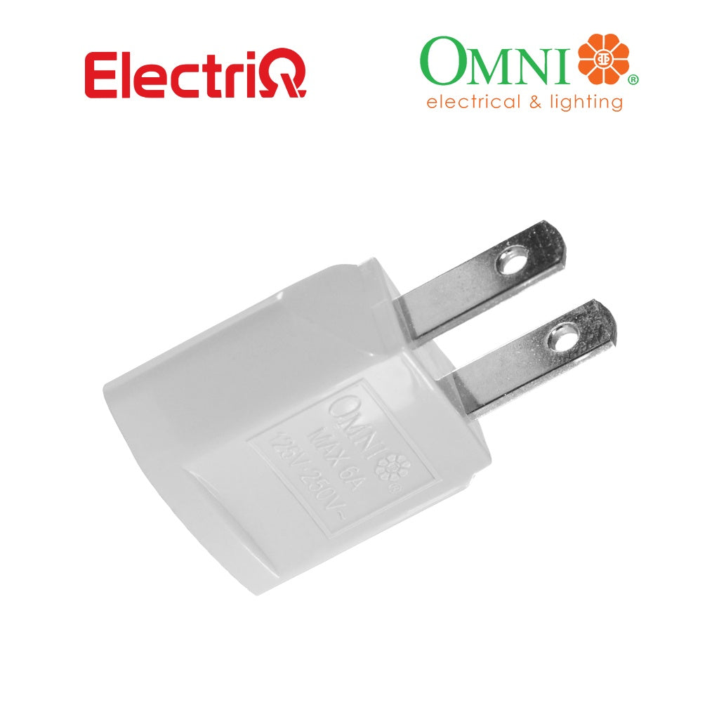 Electriq Omni Round to Flat Regular Adapter 6A 250V Plug Converter