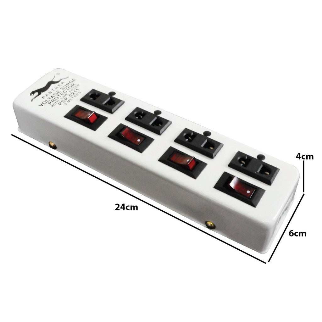 Electriq Panther Power Extension Cord 3M with Individual Switch & Surge Protector