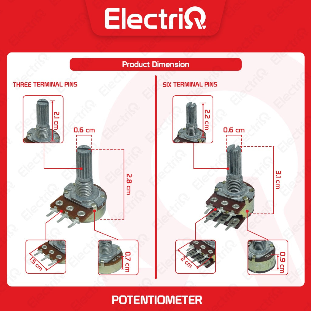 Electriq Potentiometer 20K 6/3 Pins Volume Control B20K Universal