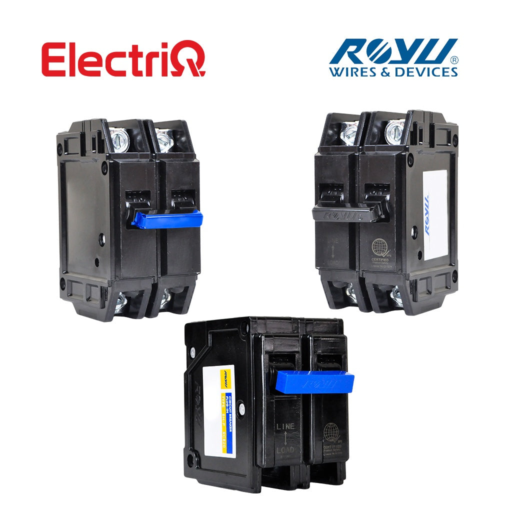 Electriq Royu Mini Circuit Breaker Plug-In Type 2-Pole 20A/30A/60A Screw Terminal