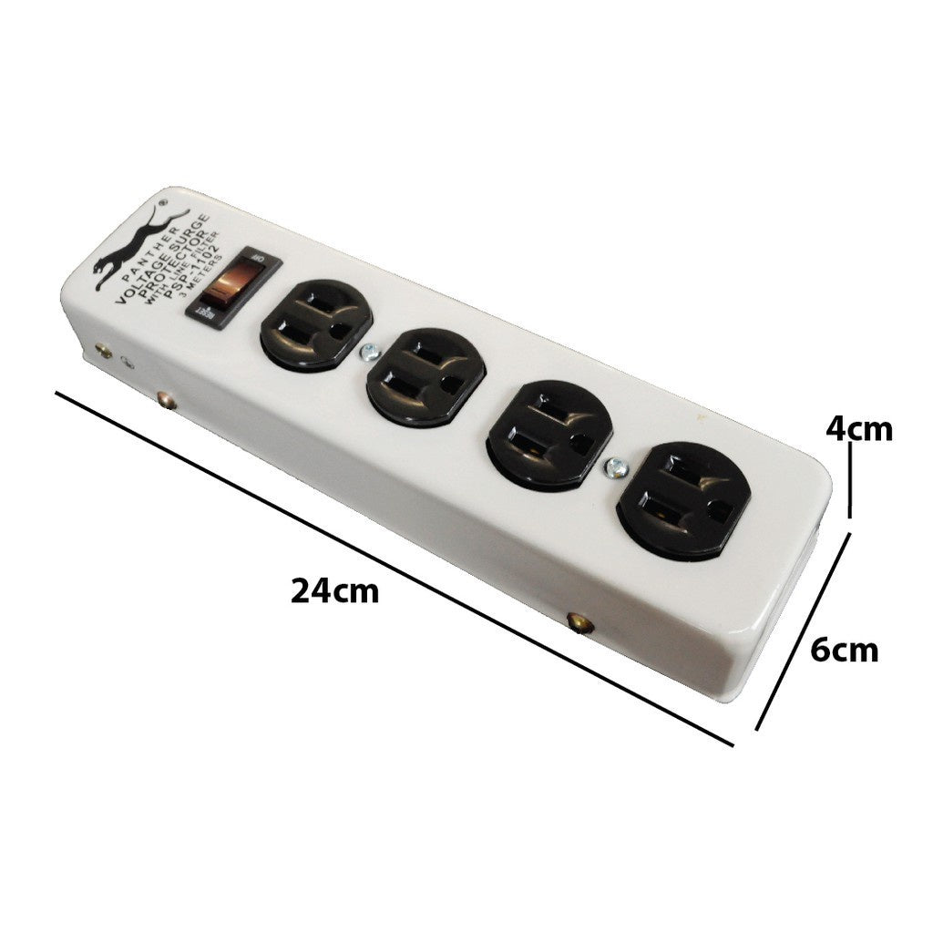 Electriq Panther Power Extension Cord 3M with Surge Protector 4-Outlet