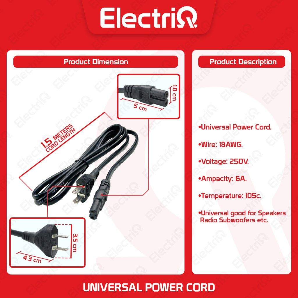 Electriq 100% Pure Copper Universal Power Cord Cable Flashlight, Headlamp Spare Parts Only