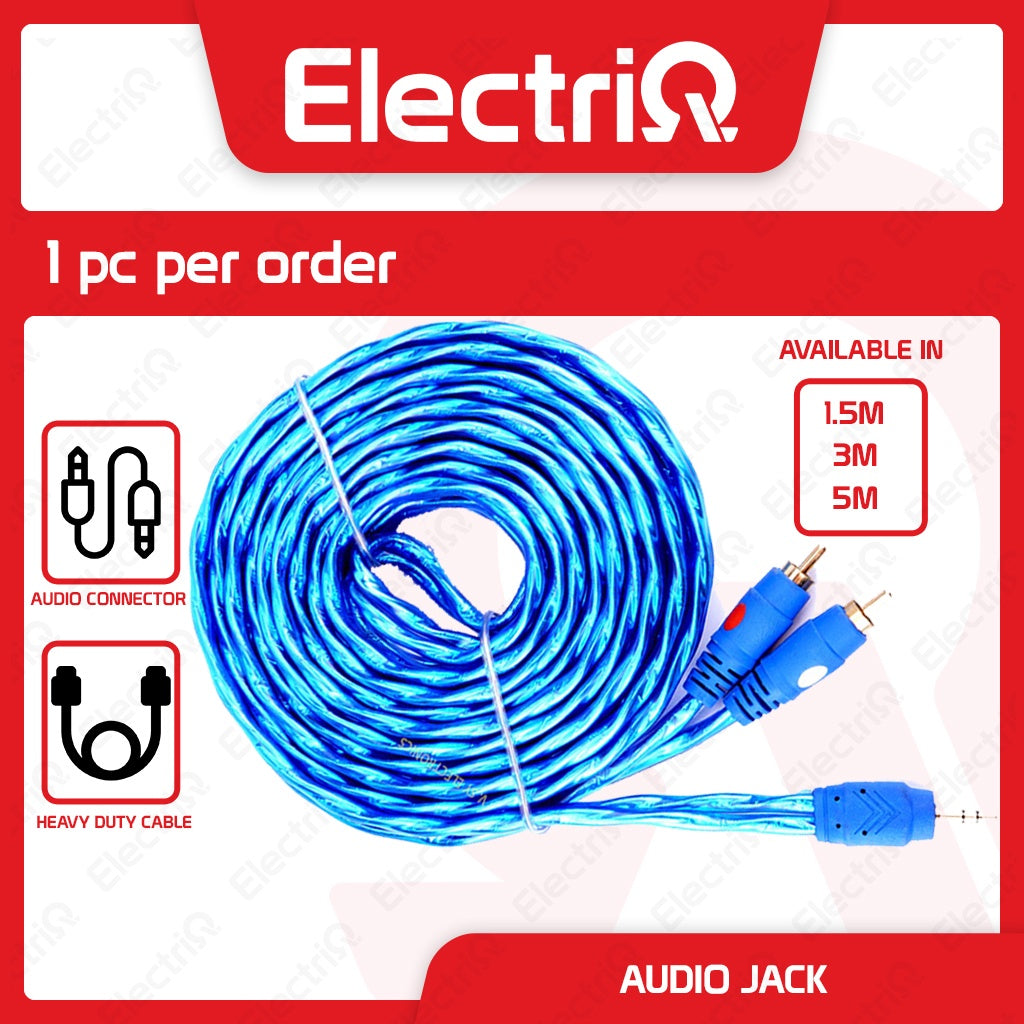 Electriq 3.5mm Jack to 2 RCA Stereo AUX Audio Cable Gold-Plated