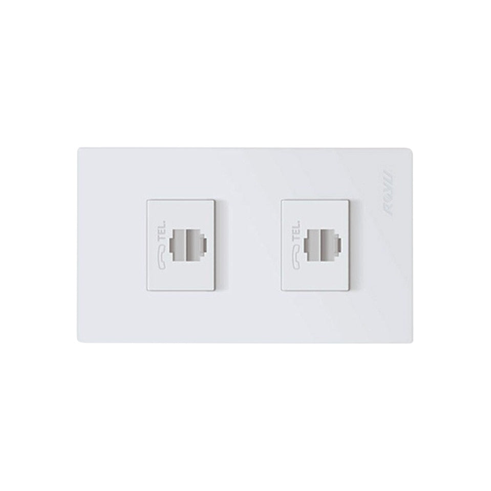 Electriq Royu 2-Gang Telephone Modular Jack 10A 250V Wall Socket