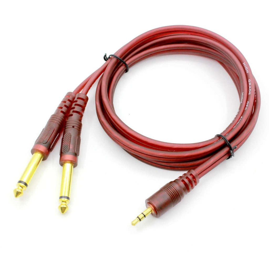 Electriq 1.5M 3.5mm to Dual 6.35mm Audio Cable Gold-Plated for Mixer Amplifier Speaker
