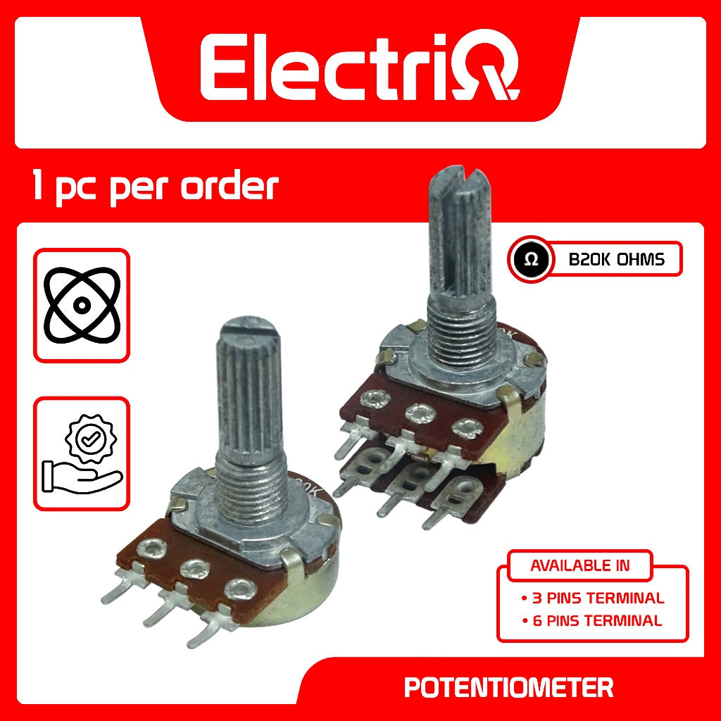 Electriq Potentiometer 20K 6/3 Pins Volume Control B20K Universal