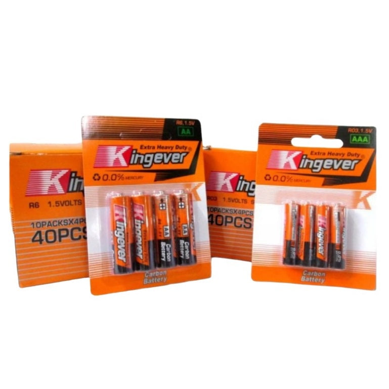 Electriq l Kingever Extra Heavy Duty AA/AAA Carbon Battery 1.5V 4pcs/pad Spare Parts Only