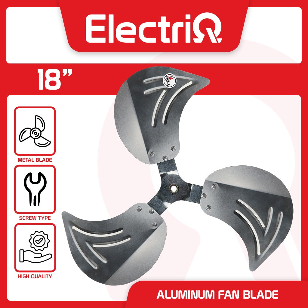 Electriq 18” Industrial Metal Electric Fan Blade (8mm/10mm Hole) for Asahi, Hanabishi, Camel, Dowell