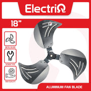 Electriq 18” Industrial Metal Electric Fan Blade (8mm/10mm Hole) for Asahi, Hanabishi, Camel, Dowell