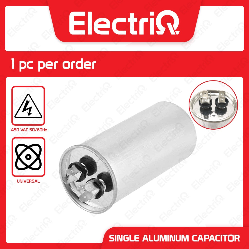 Electriq CBB65 Single Run Capacitor 450VAC Aluminum for Motor, Lighting, Pump & Aircon