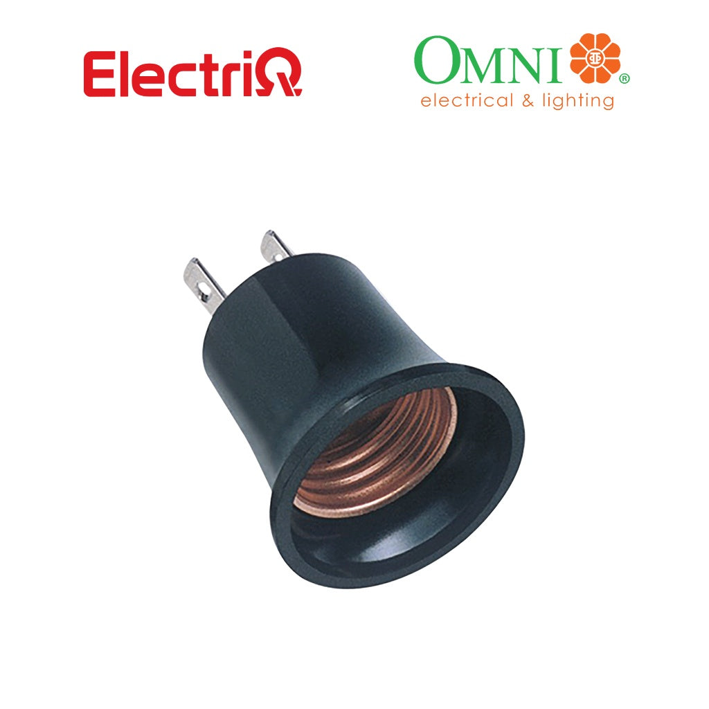 Electriq Omni Socket Plug 3A 250V Keyless Lamp Holder Switch Socket