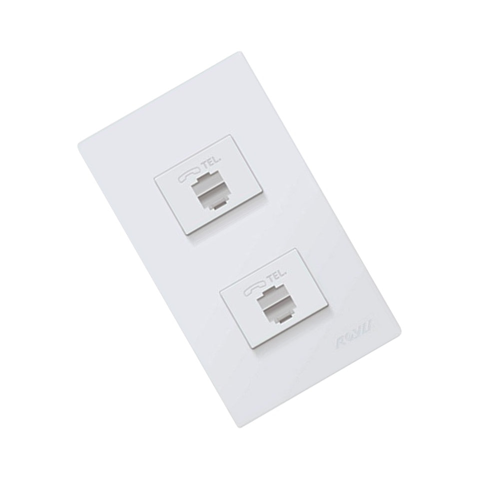 Electriq Royu 2-Gang Telephone Modular Jack 10A 250V Wall Socket