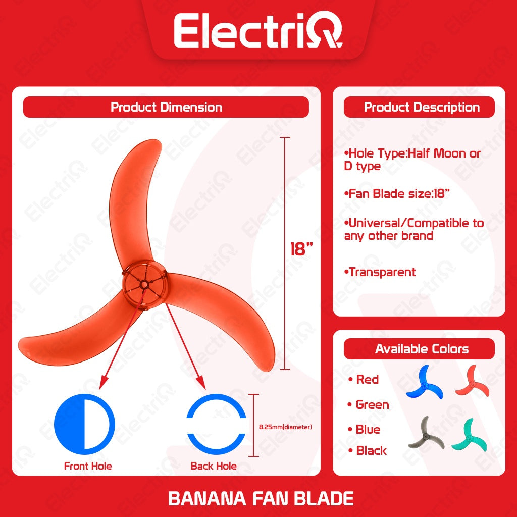 Electriq 18” Transparent Fan Blade (D-Type / Half Moon) for Multi-Brand Electric Fans