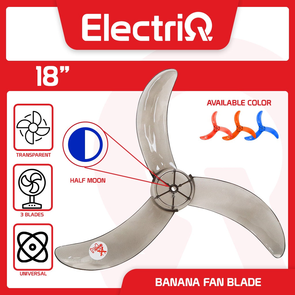 Electriq 18” Transparent Banana Fan Blade (D-Type / Half Moon) Universal Fit