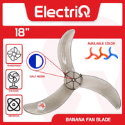 Electriq 18” Transparent Banana Fan Blade (D-Type / Half Moon) Universal Fit