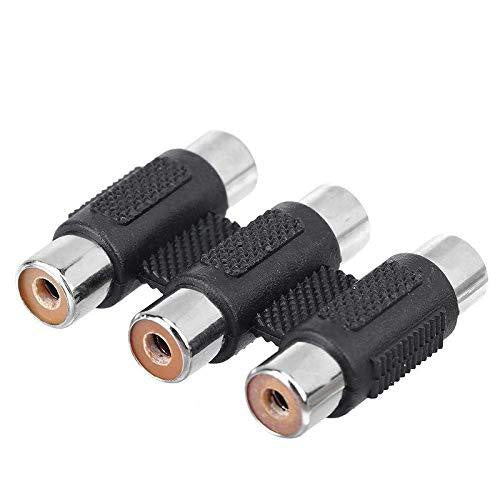 Electriq 3-RCA AV Audio Video Coupler Female to Female Adapter Nickel-Plated Connector