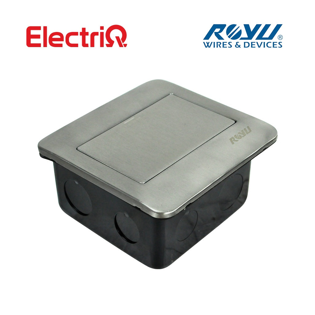 Electriq Royu Square Floor Receptacle with 2/3 Gang Duplex Universal Outlet 15A 250V Titanium/Bronze