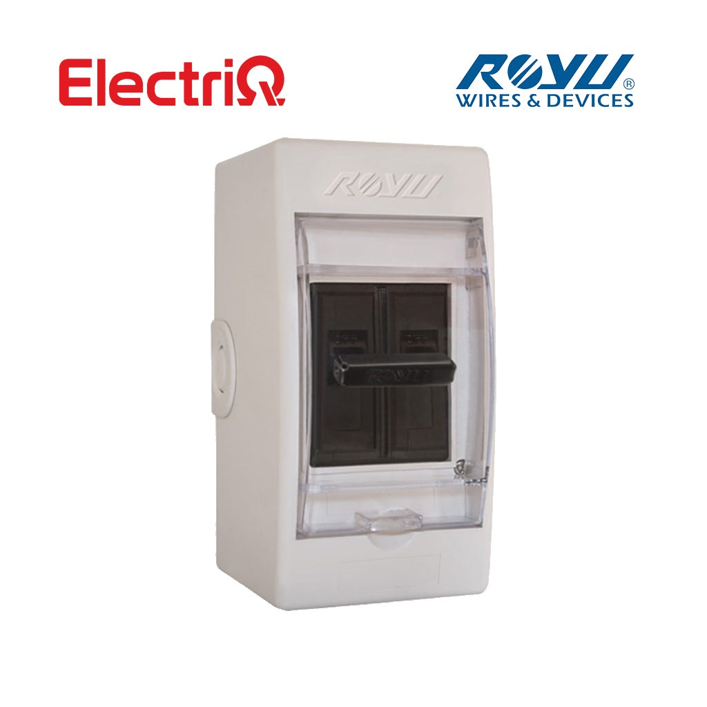 Electriq Royu Safety Breaker with Cover and Outlet Metal Handle 2-Pole 15A 230V