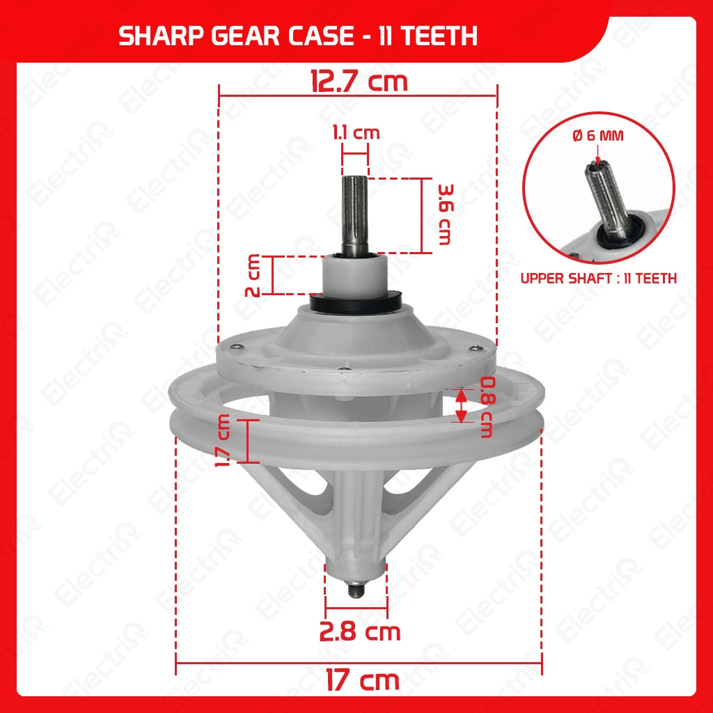 Electriq Washing Machine Gear Box Gearcase Assembly Compatible for Dowell / Sharp / Eureka / Camel / Hanabishi
