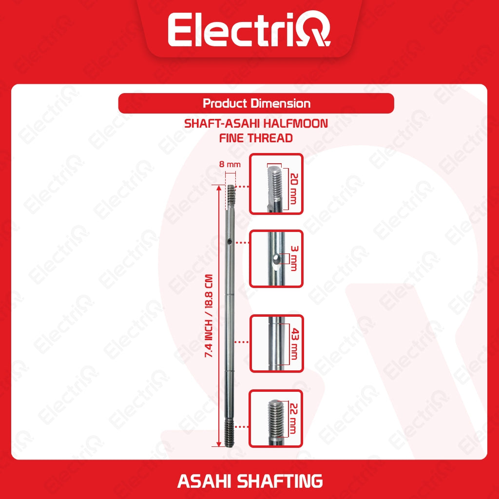 Electriq Asahi Shafting 8mm Half Moon / Round Type Electric Fan Spare Part
