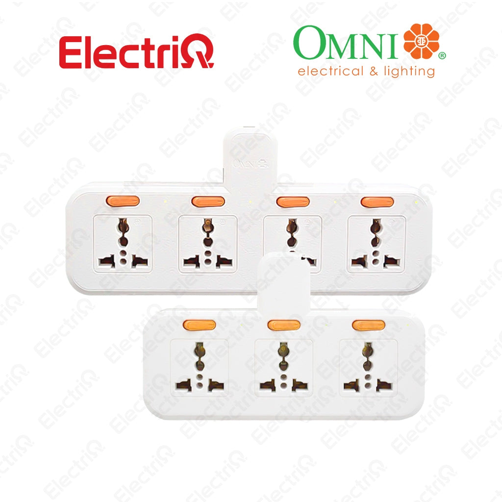 Electriq Omni 3/4-Gang Wall Universal Adapter Socket 10A with Individual Switch & Indicator