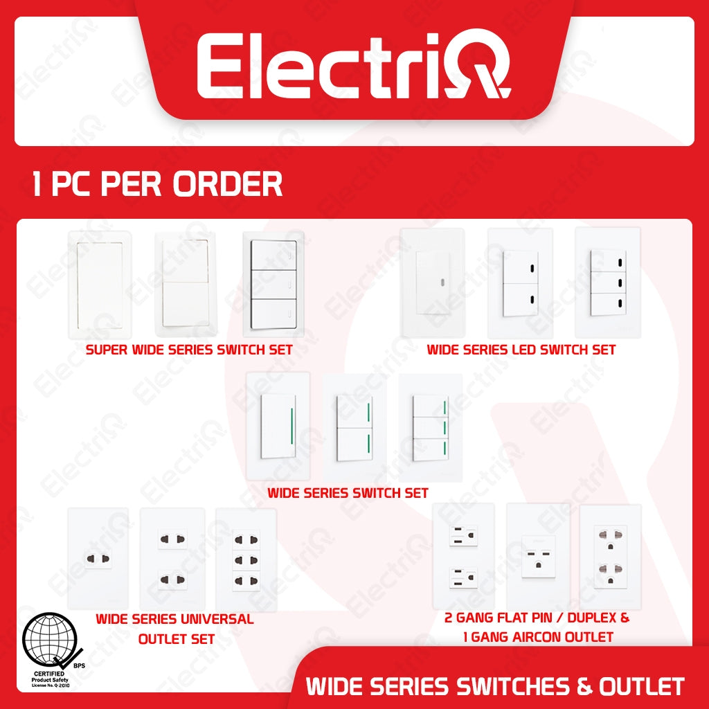 Electriq Royu Super Wide Series Electrical Switches & Outlet WD / WS Series Universal Outlet Switch