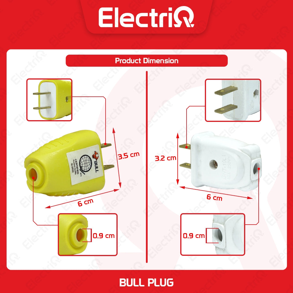 Electriq Bull Plug Unbreakable Yellow Series Heavy Duty Safety Plug 10A 250V