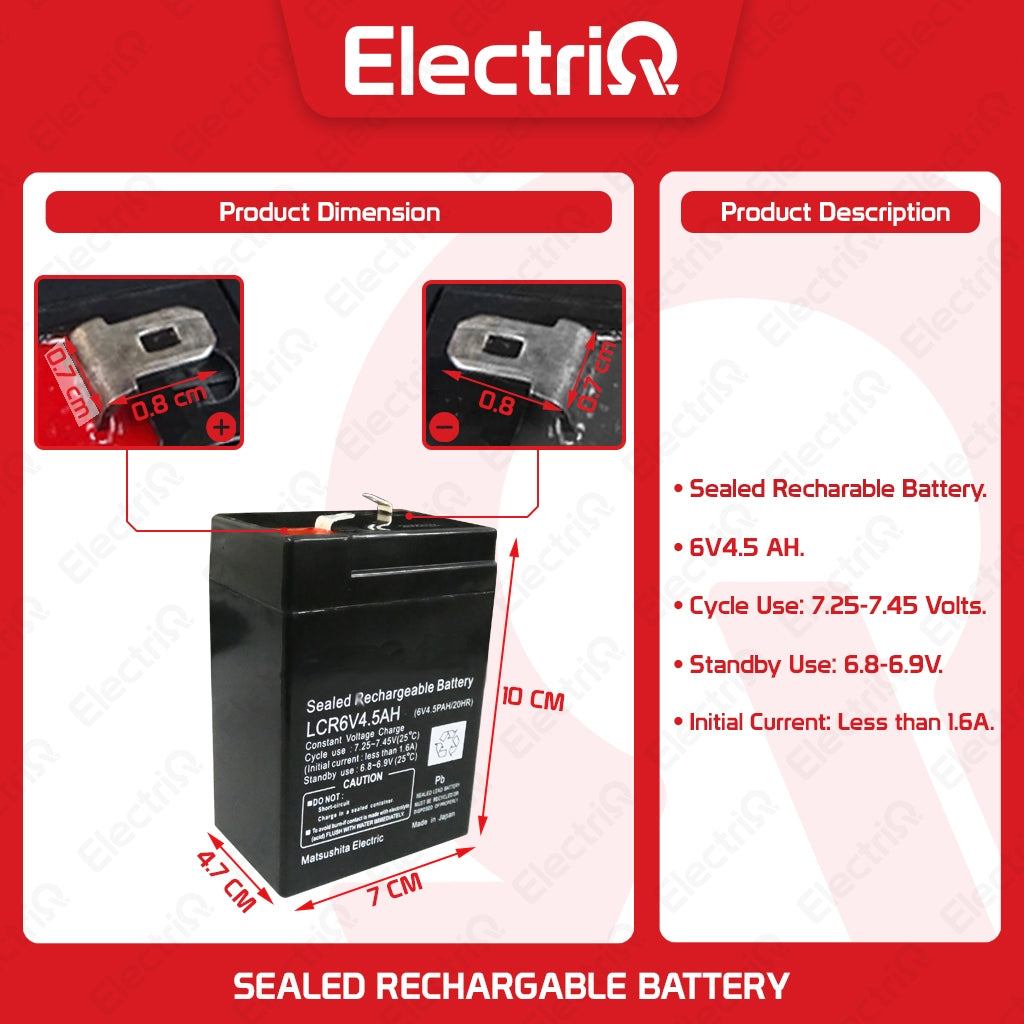 Electriq 6V 4.5Ah 6 Volts Sealed Rechargeable Battery