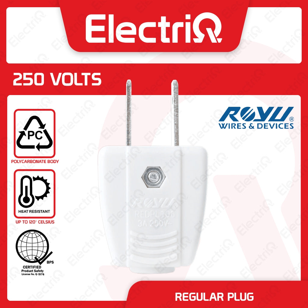 Electriq Royu Electrical Regular 3A Plug 250V Flame Retardant Plug