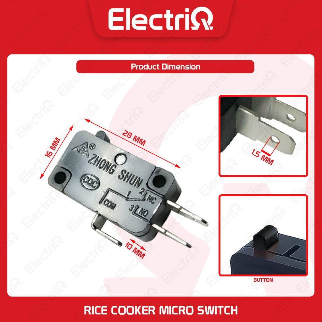 Electriq Soft Micro Switch 16A 250V for Rice Cooker Replacement