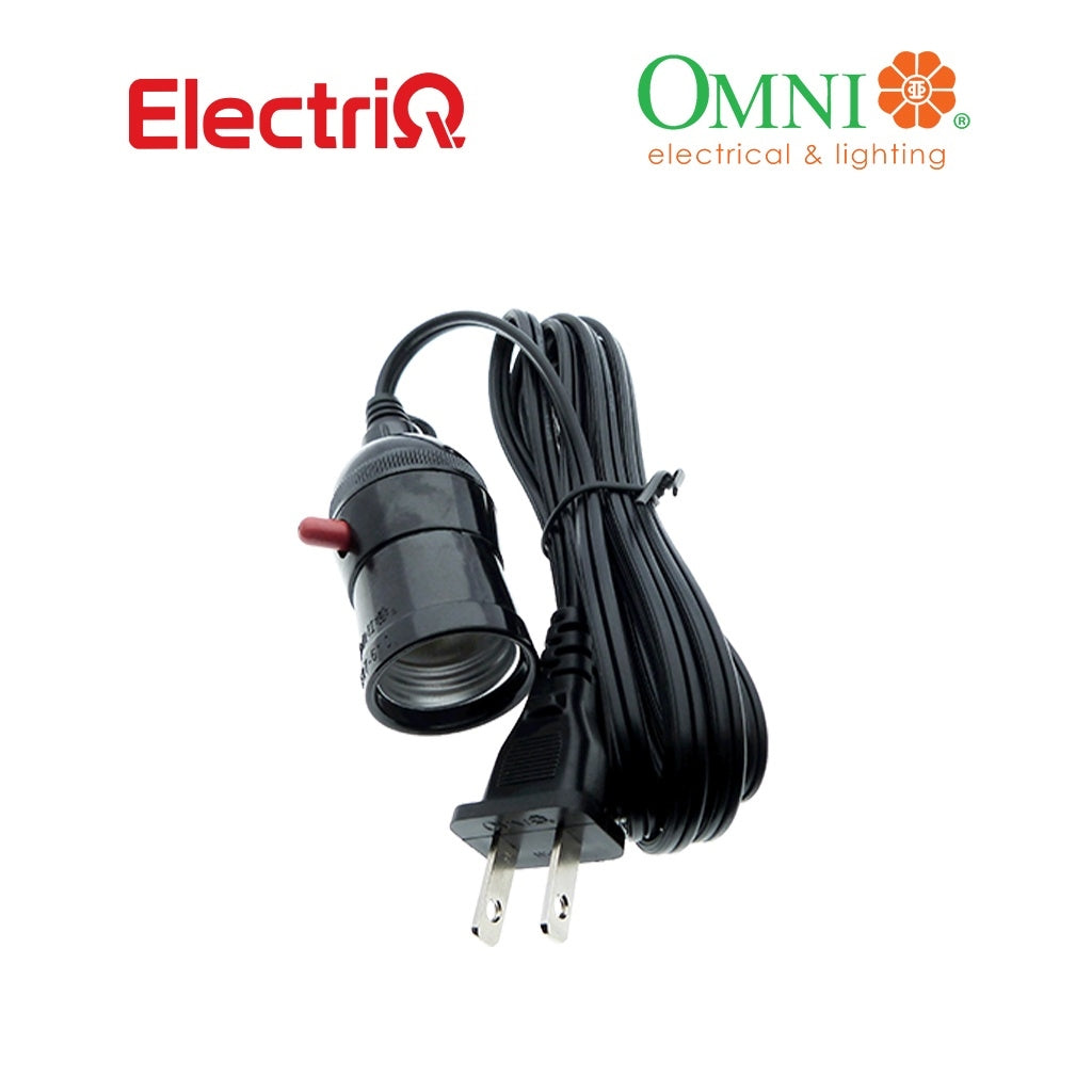 Electriq Omni E27 Bulb Socket Extension Cord 3M / 6M Push Through Switch Lamp Holder Cable