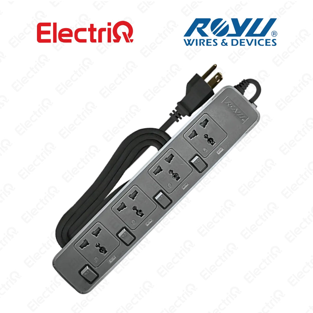 Electriq Royu Extension Cord Overload & Surge Protected 4 Outlets with Individual Switch 2M 2500W