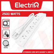 Electriq Omni Extension Cord Set with Magnet & Switch 5 Gang 1.83M 2500W Power Strip
