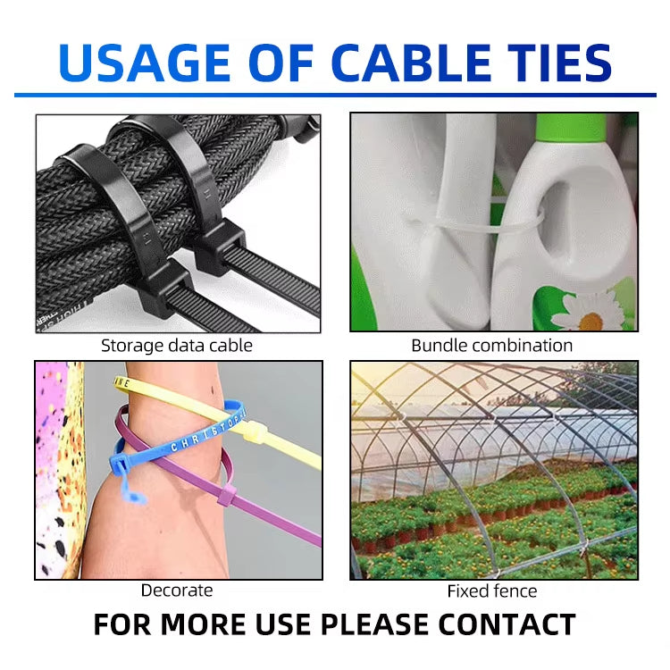 Electriq GP 100 Pcs/Pack Nylon Super Strength Cable Tie with Self Locking and Anti-UV