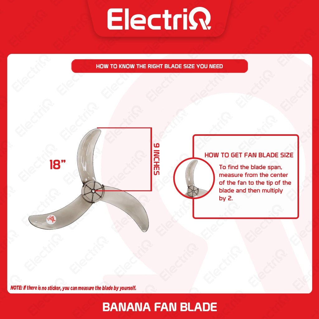 Electriq 18” Transparent Banana Fan Blade (D-Type / Half Moon) Universal Fit
