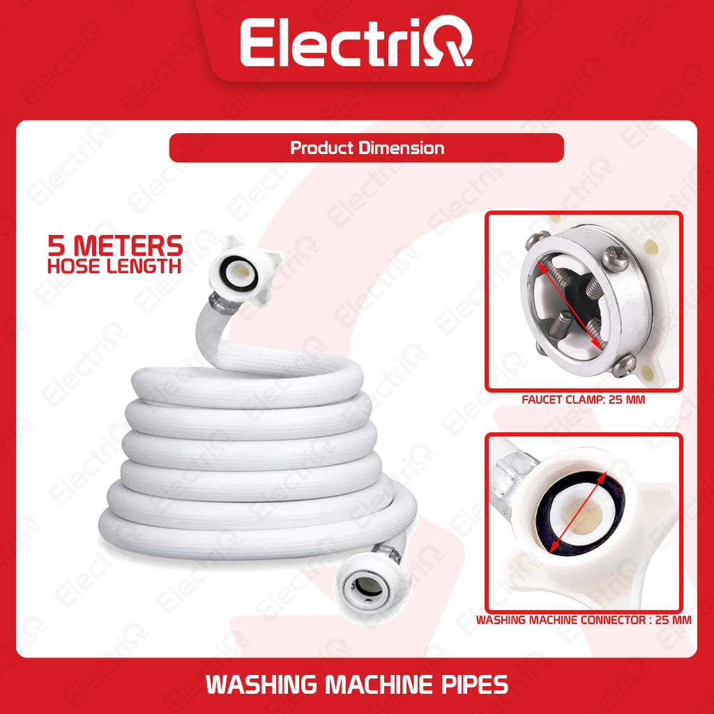 Electriq Automatic Washing Machine Water Inlet Hose 2m / 3m Rubber Pipe Replacement