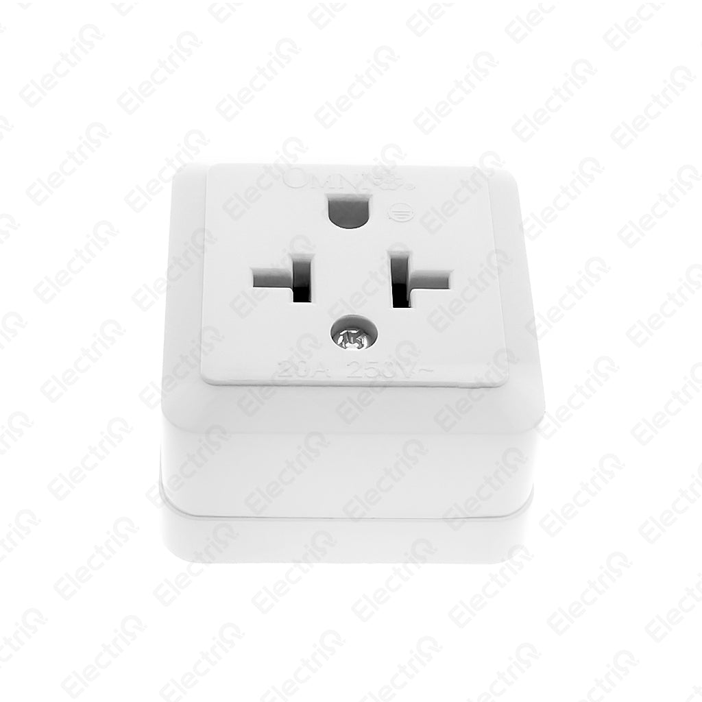 Electriq Omni Surface Single Tandem Outlet 20A 250V Heavy Duty Socket