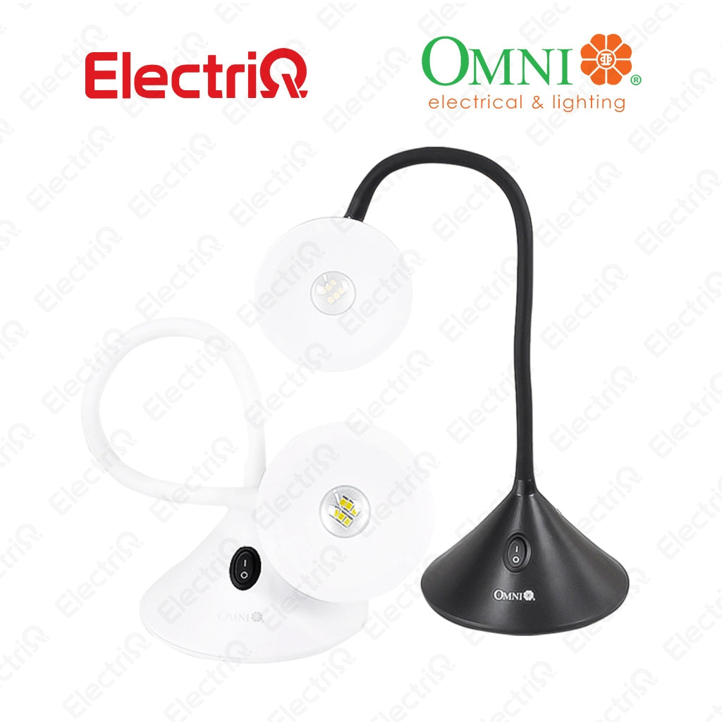 Electriq Omni LED Desk Table Lamp 3.2W Daylight Flexible Arm Black / White